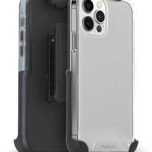 two-piece clear and black slim protective case with Holster for iPhone 12 / iPhone 12 Pro cell phones
